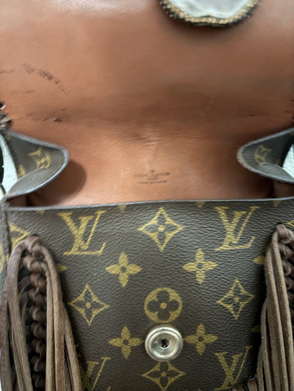 Louis Vuitton Brown Monogram Fringe Crossbody with Leather Trim Vintage Boho - Picture 6 of 10